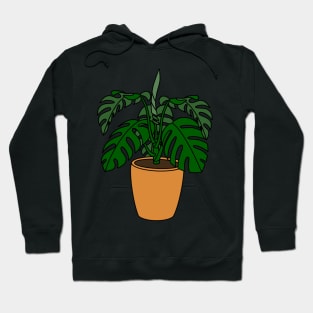 Green Monstera Plant Illustration | Plant in a pot Hoodie